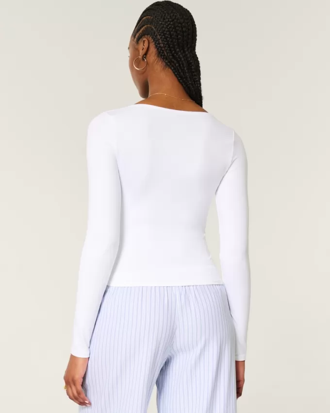 Soft Stretch Seamless Fabric Square-Neck Top,Soft Stretch Seamless Fabric Square-Neck Top