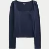Soft Stretch Seamless Fabric Square-Neck Top,Soft Stretch Seamless Fabric Square-Neck Top