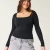 Soft Stretch Seamless Fabric Square-Neck Top,Soft Stretch Seamless Fabric Square-Neck Top