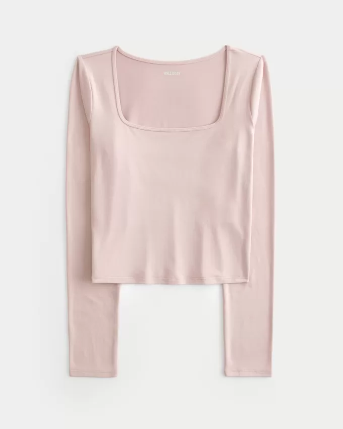 Soft Stretch Seamless Fabric Square-Neck Top,Soft Stretch Seamless Fabric Square-Neck Top