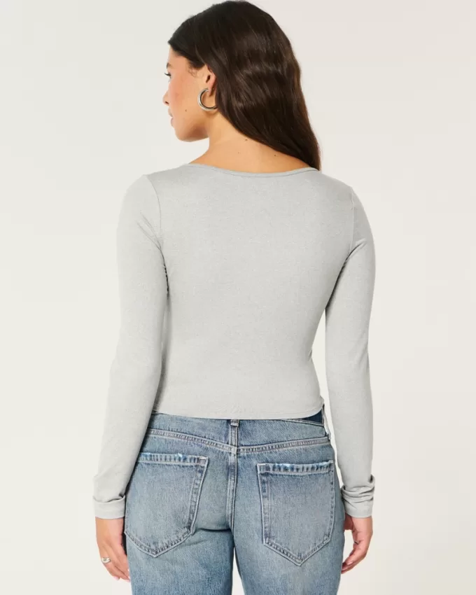 Soft Stretch Seamless Fabric Square-Neck Top,Soft Stretch Seamless Fabric Square-Neck Top