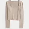 Soft Stretch Seamless Fabric Square-Neck Top,Soft Stretch Seamless Fabric Square-Neck Top