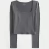 Soft Stretch Seamless Fabric Square-Neck Top,Soft Stretch Seamless Fabric Square-Neck Top
