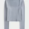 Soft Stretch Seamless Fabric Square-Neck Top,Soft Stretch Seamless Fabric Square-Neck Top