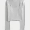 Soft Stretch Seamless Fabric Square-Neck Top,Soft Stretch Seamless Fabric Square-Neck Top