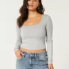 Soft Stretch Seamless Fabric Square-Neck Top,Soft Stretch Seamless Fabric Square-Neck Top