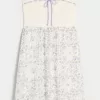 Strapless Crochet-Style Mix Mini Dress,Strapless Crochet-Style Mix Mini Dress