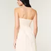 Strapless Crochet-Style Mix Mini Dress,Strapless Crochet-Style Mix Mini Dress