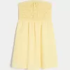 Strapless Crochet-Style Mix Mini Dress,Strapless Crochet-Style Mix Mini Dress