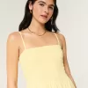 Strapless Linen-Blend Midi Dress,Strapless Linen-Blend Midi Dress