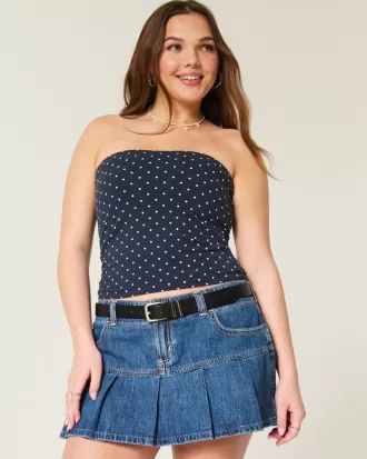 Strapless Reversible Foldover Tube Top,Strapless Reversible Foldover Tube Top