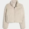 Sweater-Knit Mini Puffer Jacket,Sweater-Knit Mini Puffer Jacket