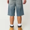 Taz Graphic Medium Wash Super Baggy Denim Shorts,Taz Graphic Medium Wash Super Baggy Denim Shorts