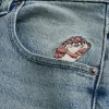 Taz Graphic Medium Wash Super Baggy Denim Shorts,Taz Graphic Medium Wash Super Baggy Denim Shorts