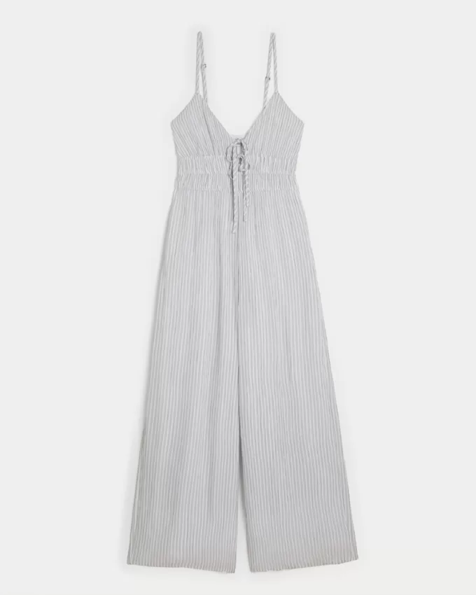 Tie-Front Jumpsuit,Tie-Front Jumpsuit