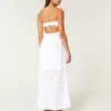 Twist Bust Eyelet Strapless Midi Dress,Twist Bust Eyelet Strapless Midi Dress