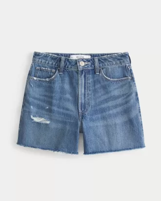 Ultra High-Rise Distressed Denim Shorts 5″,Ultra High-Rise Distressed Denim Shorts 5″
