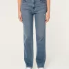 Ultra High-Rise Distressed Medium Wash 90s Straight Jeans,Ultra High-Rise Distressed Medium Wash 90s Straight Jeans