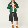 Washed Black Cat Graphic Super Baggy Denim Shorts,Washed Black Cat Graphic Super Baggy Denim Shorts