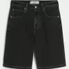 Washed Black Cat Graphic Super Baggy Denim Shorts,Washed Black Cat Graphic Super Baggy Denim Shorts