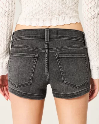 Washed Black Denim Shortie Shorts,Washed Black Denim Shortie Shorts