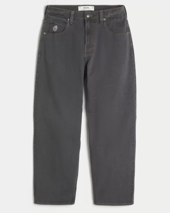 Washed Black Embroidered Baggy Skater Jeans,Washed Black Embroidered Baggy Skater Jeans Washed Black Embroidered Baggy Skater Jeans,Washed Black Embroidered Baggy Skater Jeans