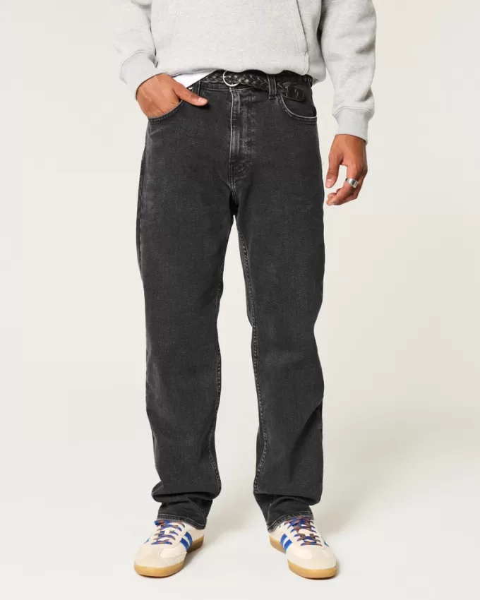 Washed Black Loose Jeans,Washed Black Loose Jeans