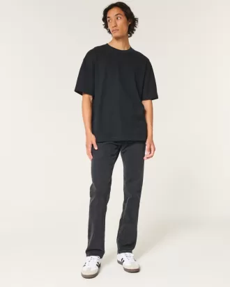 Washed Black Slim Straight Jeans,Washed Black Slim Straight Jeans